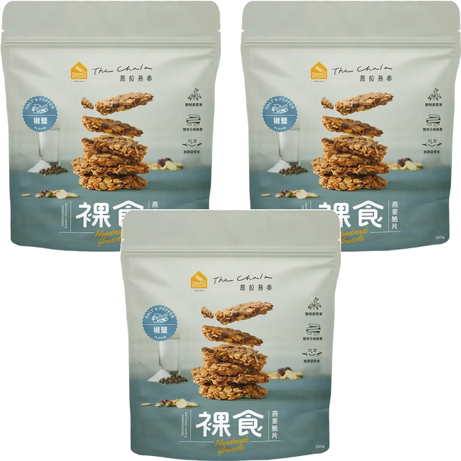 The Chala 蕎拉燕麥 裸食燕麥脆片 椒鹽, 230g, 3包