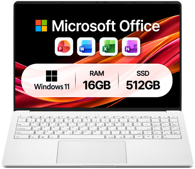 베이직스 2026 베이직북 16 인텔 UHD + 마이크로소프트 패키지, White, BB1624FW-S, 512GB, 16GB, WIN11 Home