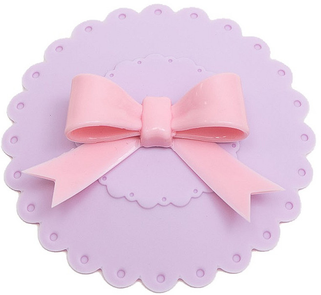 Beatrice 碧翠絲 矽膠防塵杯蓋, 底 紫色 + 蝴蝶結 粉色, 1個