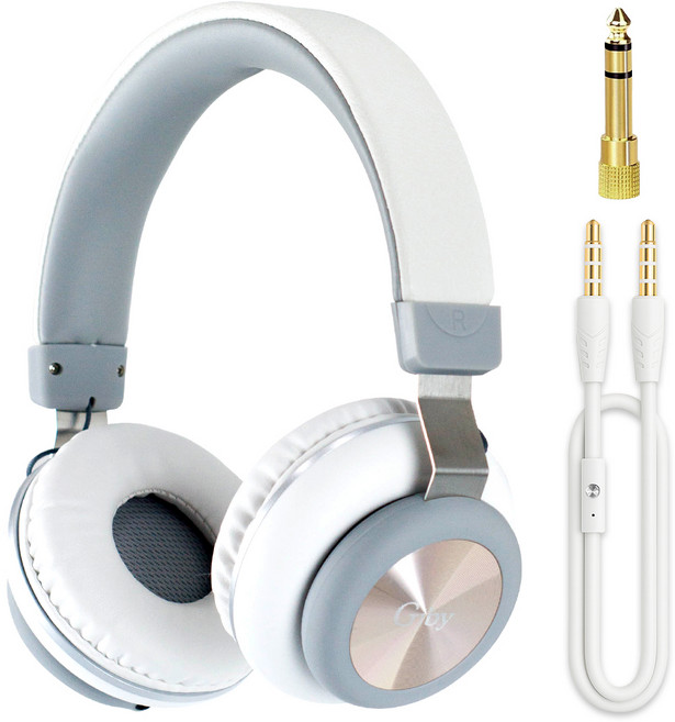 GJBY 디지털 피아노 전용 헤드폰 GJ-25 + 연결 케이블 + 변환 젠더 5.5mm 세트, 화이트, 1세트