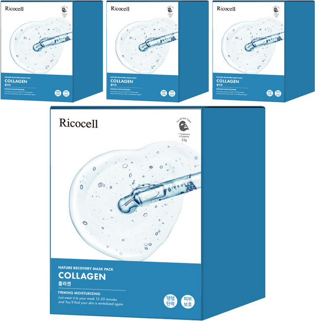 리코셀 네이처 리커버리 마스크팩 콜라겐, 30개입, 4개