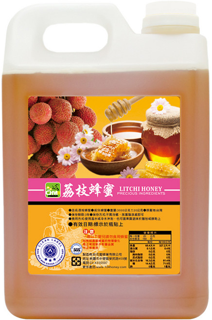 彩花蜜 台灣荔枝蜂蜜, 3kg, 1桶