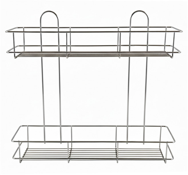 YI SHUIN 亞晨 長型兩小置物架 46.5 x 12 x 43cm, 銀色, 1個