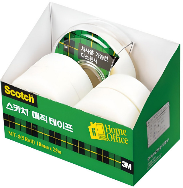 스카치 매직 테이프 디스펜서 + 리필 18mm x 25m 4p 오피스 팩 MT-5, 반투명, 1세트