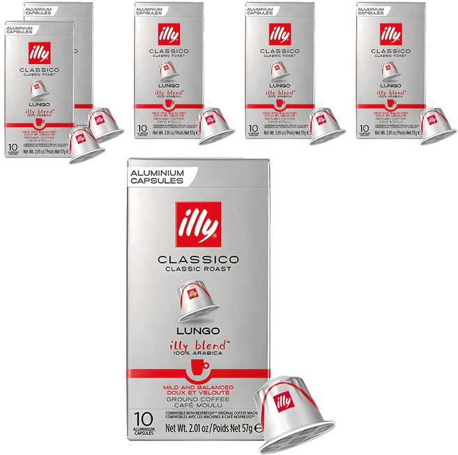 일리 클래식 로스트 룽고 그라운드 캡슐커피, 5.7g, 10개입, 6개