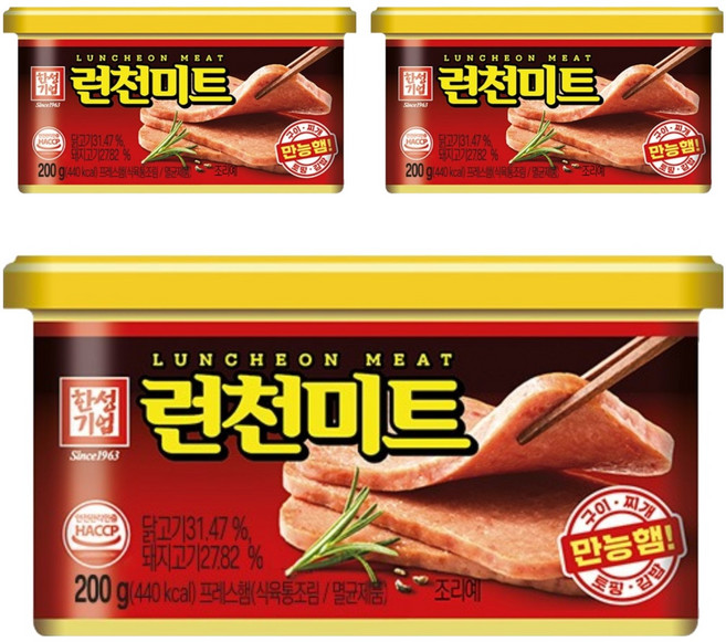 한성기업 런천 미트, 200g, 3개