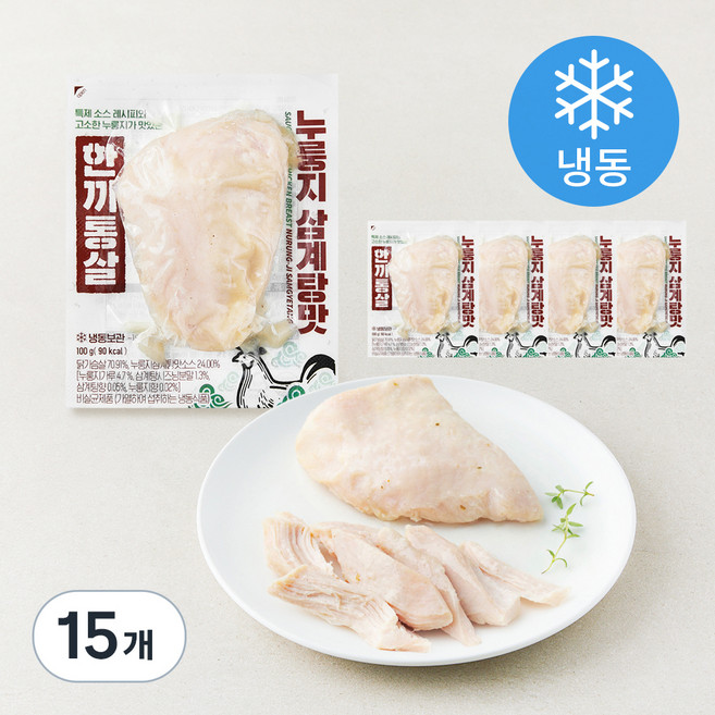 한끼통살 통살 소스 닭가슴살 누룽지 삼계탕맛 (냉동), 100g, 1개입, 15개