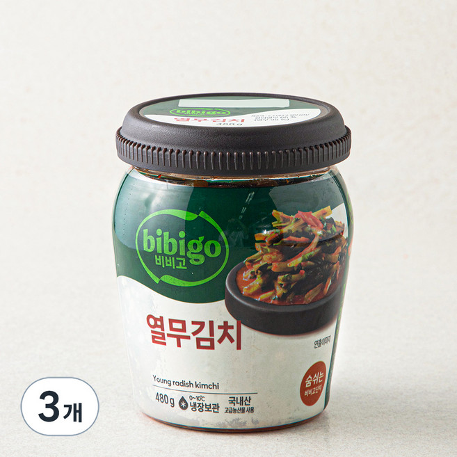 비비고 열무 단지 김치, 480g, 3개