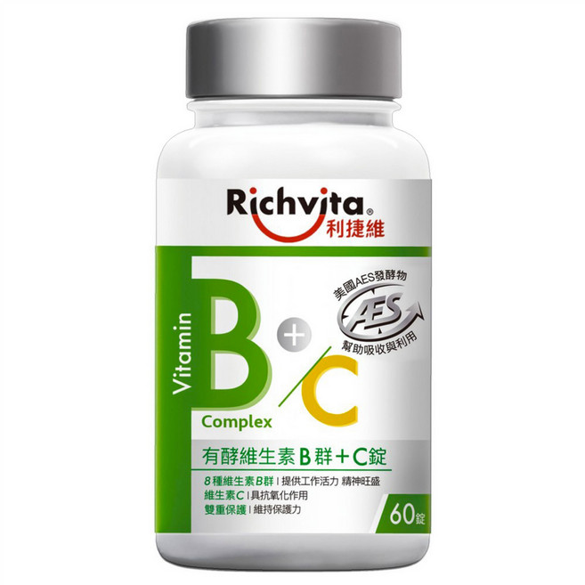 Richvita 利捷維 有酵維生素B群 + C錠, 60錠, 1瓶