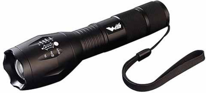 위드 LED 자전거 강력줌 라이트 손전등 T2300, 블랙, 1개