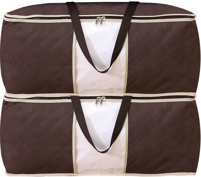 하늬통상 부직포 이불정리함 특대형, 브라운, 2개