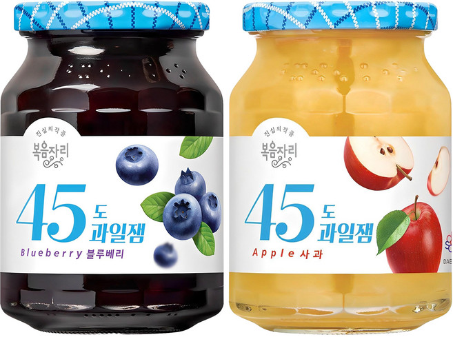 복음자리 45도 과일잼 사과 350g + 블루베리 350g, 1세트