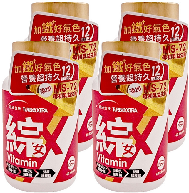 統欣生物科技 全效守護系列 女性綜合維生素, 60顆, 500mg, 4罐