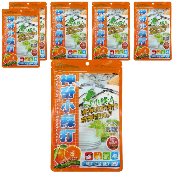小綠人 神奇小蘇打粉 柑橘, 6包, 800g
