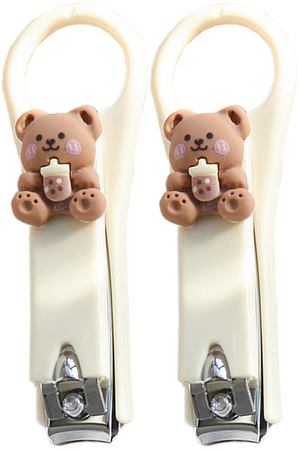 귀여운 미니 손톱깎이 밀크티 커피 베어, 혼합색상, 2개