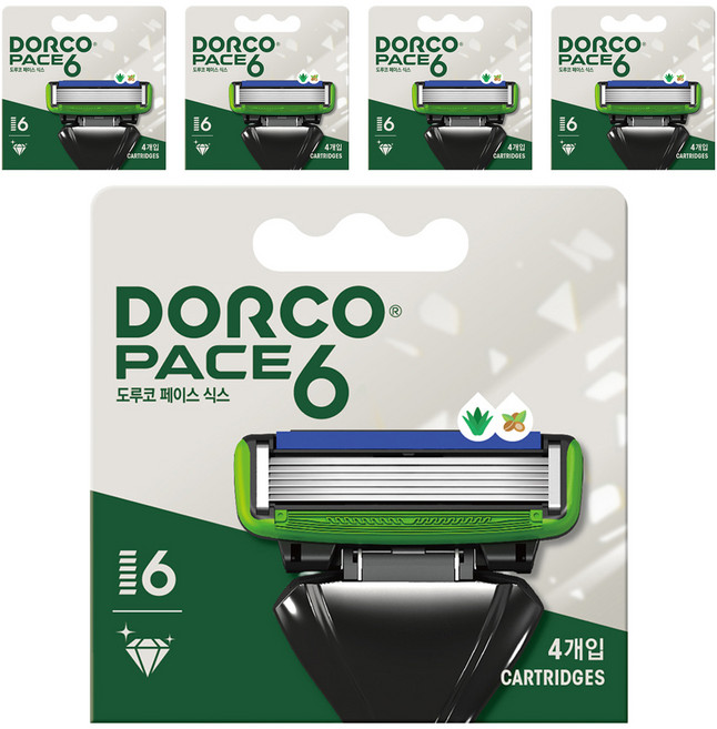 DORCO 多可樂客 PACE PACE6 6層刮鬍刀片, 4入, 5個