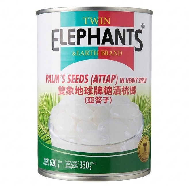 TWIN ELEPHANTS 雙象地球牌 糖水亞達子, 620g, 1罐