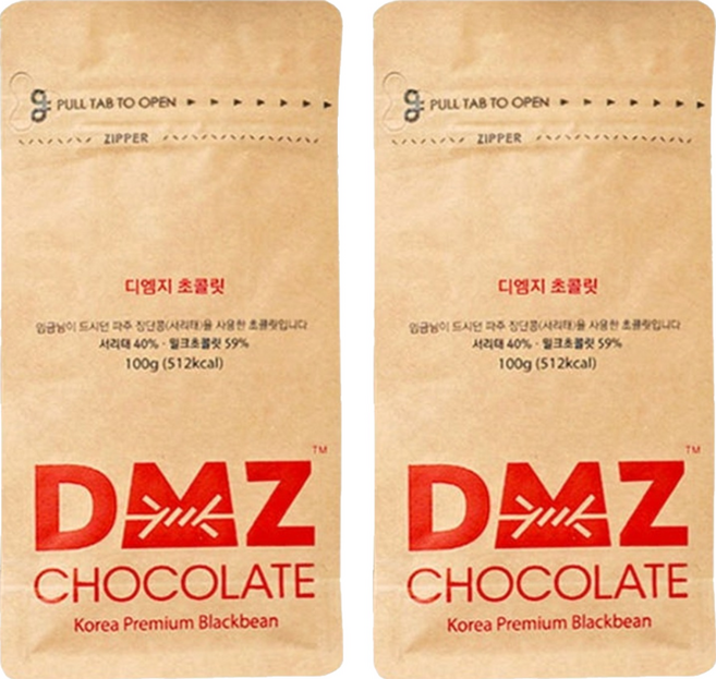 DMZ 밀크 서리태 초콜릿, 100g, 2개