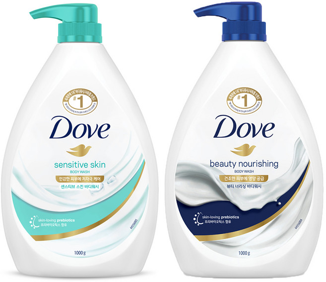 도브 뷰티 너리싱 바디워시 1kg + 센스티브 스킨 바디워시 1kg 세트, 1개