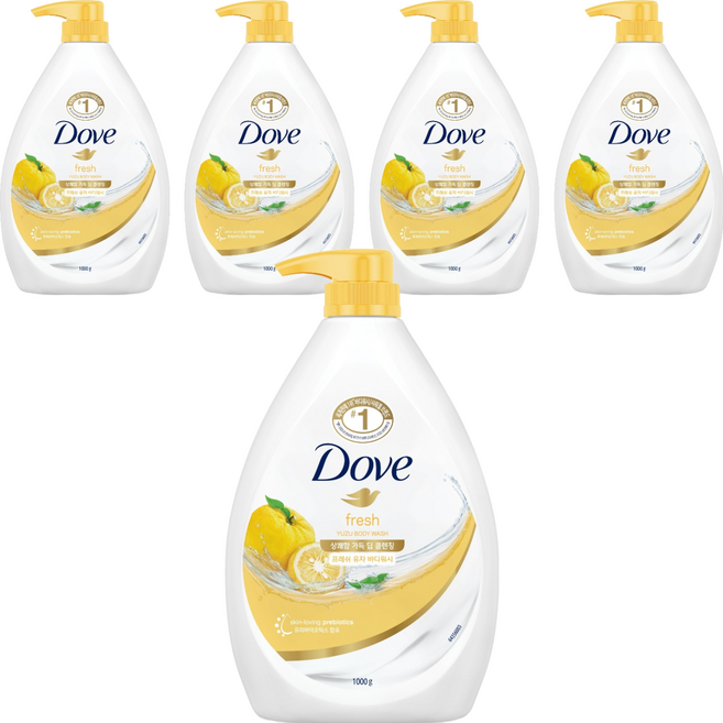 도브 바디워시 프레쉬 유자, 1kg, 5개