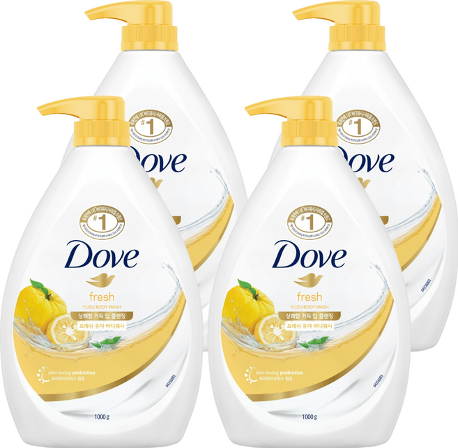 도브 바디워시 프레쉬 유자, 1kg, 4개