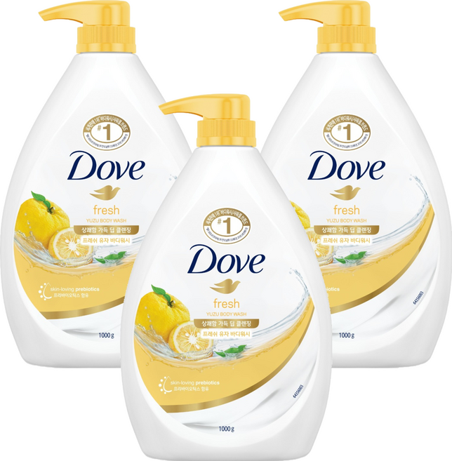 도브 바디워시 프레쉬 유자, 1kg, 3개