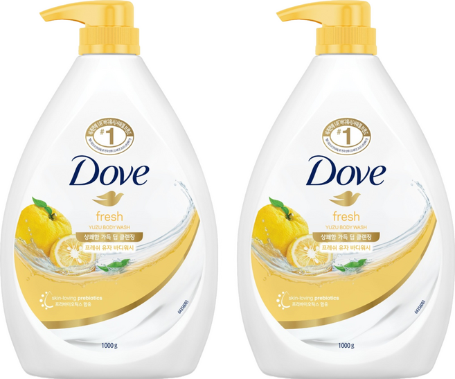 도브 바디워시 프레쉬 유자, 1kg, 2개