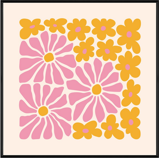 BOLUO GALLERY 菠蘿選畫所 掛畫 BFSP4425B 嬉皮塗鴉花III, 黑色外框