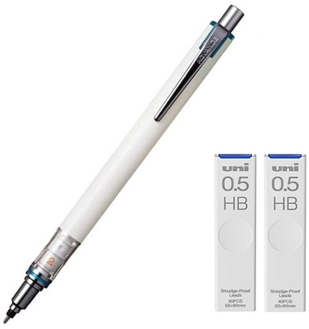 유니 쿠루토가 어드밴스 스탠다드 샤프 화이트 M5-559 + 쿠루토가 전용 샤프심 HB 2P세트, 1세트, 0.5mm