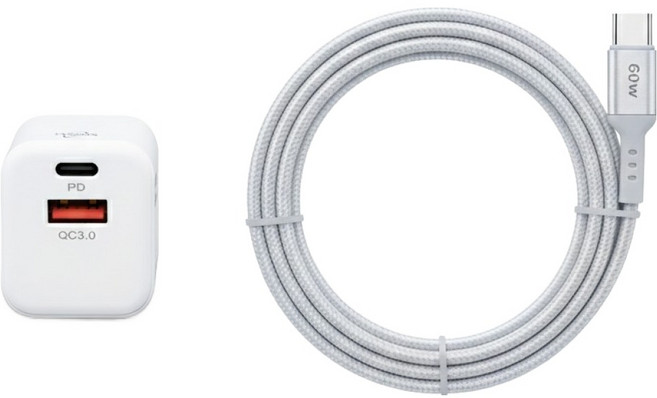 E-books B91 33W GaN氮化鎵+ 60W C to C 鋁製快充傳輸組, 白色, 1組