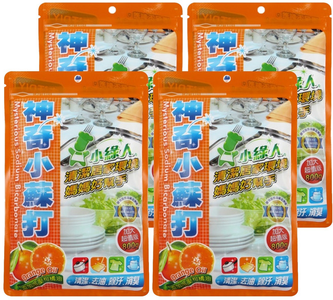 小綠人 神奇小蘇打粉 柑橘, 4包, 800g