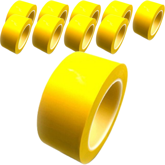 소유티앤이 주차 현장 구획 표시 PVC 바닥 라인 테이프 노랑 폭 50mm x 길이 30m, 10개