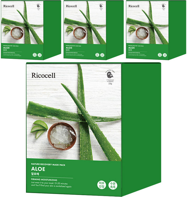 리코셀 네이처 리커버리 마스크팩 알로에, 30개입, 4개