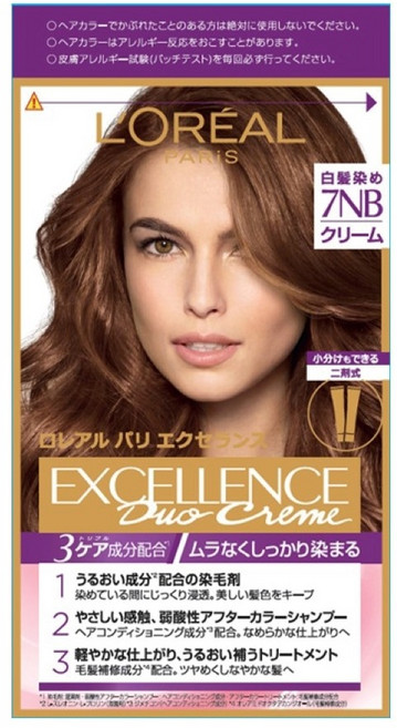 L'OREAL PARiS 巴黎萊雅 台灣公司貨 優媚霜三重護髮雙管染髮霜, 7NB 明亮自然棕, 1盒