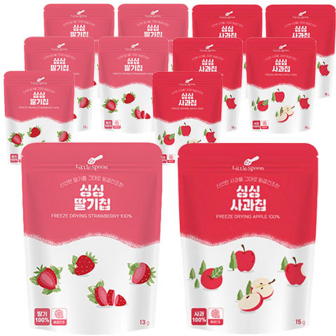 리틀스푼 동결건조 싱싱과일칩 2종 세트, 2세트, 사과, 딸기
