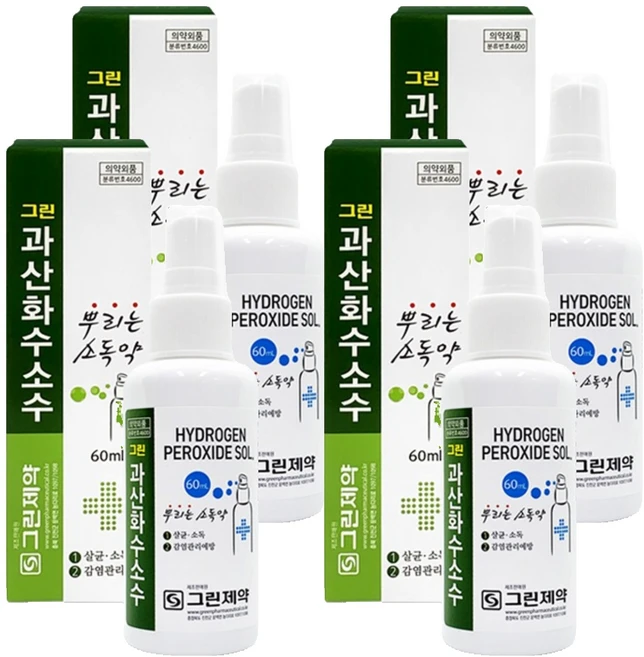 그린제약 뿌리는 소독약 과산화수소수, 4개, 60ml - 쿠팡