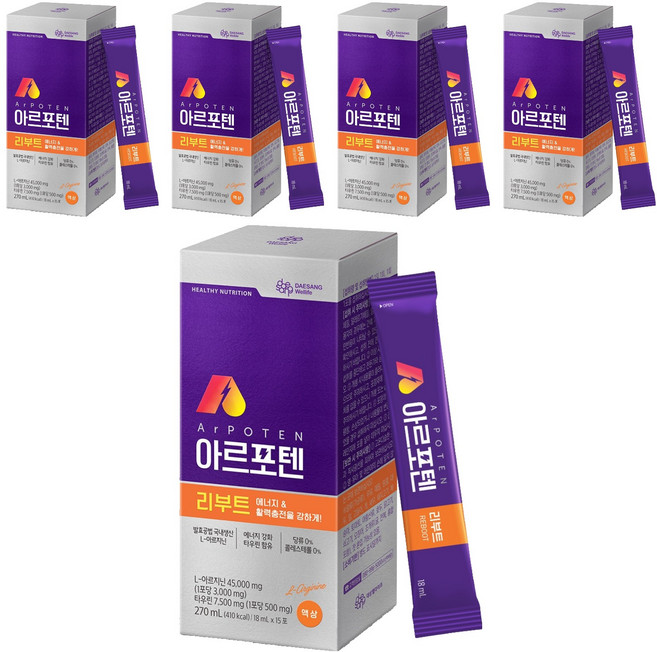 대상웰라이프 정품 아르포텐아르지닌 리부트, 270ml, 5개