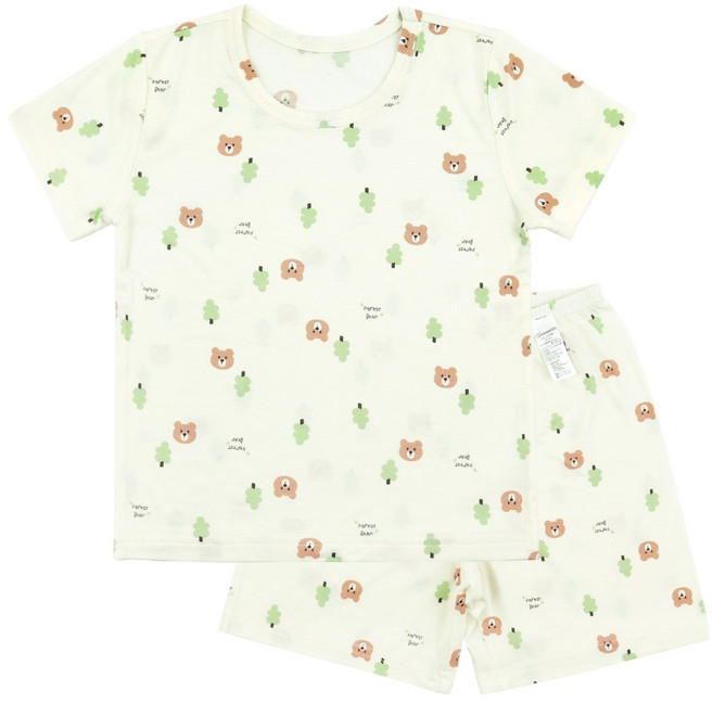 Maykids 無螢光 細熊五分莫代爾家居服上下套裝