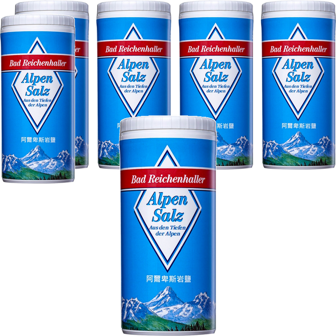 Alpen Salz 德國阿爾卑斯山塩 頂級阿爾卑斯岩鹽, 250g, 6罐
