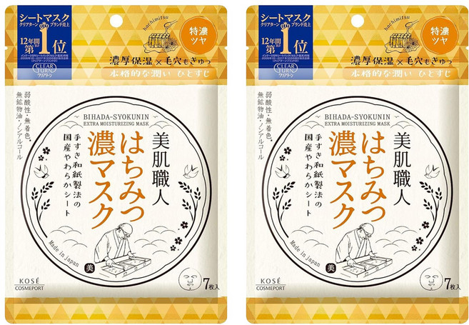 KOSE 高絲 CLEAR TURN 光映透 美肌職人蜂蜜濃潤光澤面膜, 7入, 2包