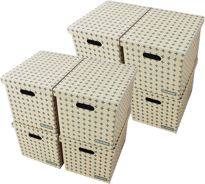 올리빙 크로스 트렁크 대형 5겹 종이정리함, 그레이, 33.5 x 43 x 32 cm, 8개