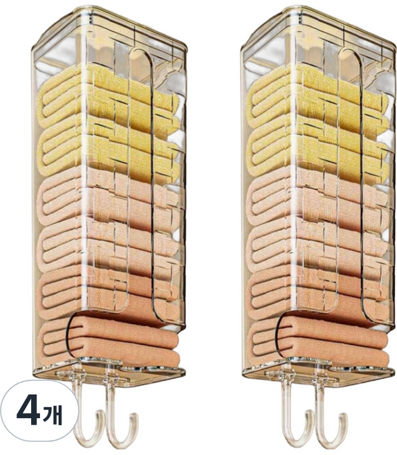 살림이음 수건 보관 고리 홀더 욕실 선반, 투명, 4개