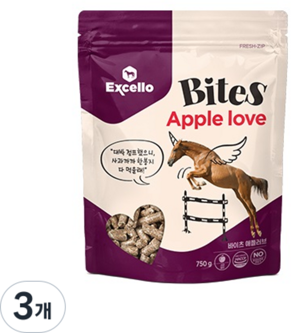 엑셀로 바이츠 말 과자 애플 러브, 3개, 750g