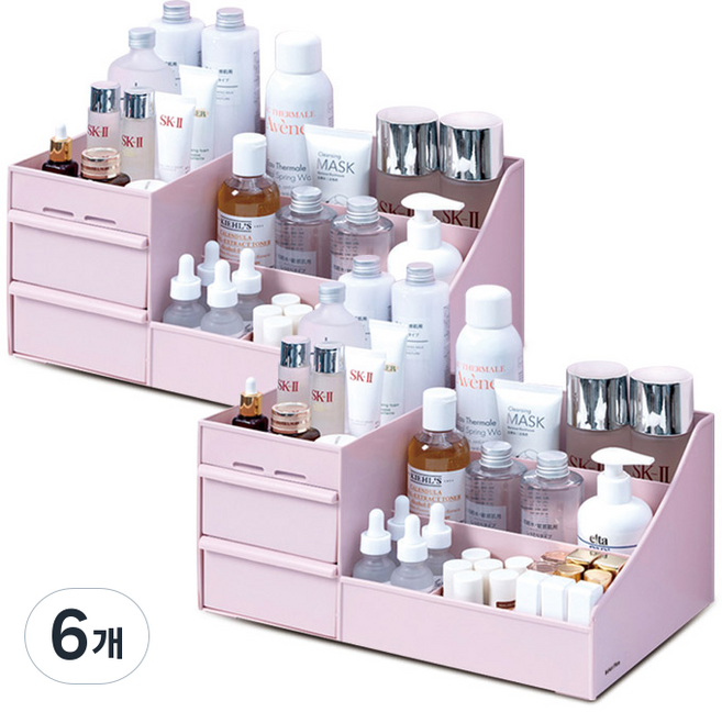 마켓플랜 멀티 화장품 정리함, 핑크, 6개