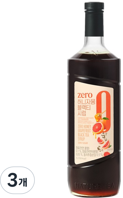 네이쳐티 zero 허니자몽블랙티 시럽, 3개, 1L