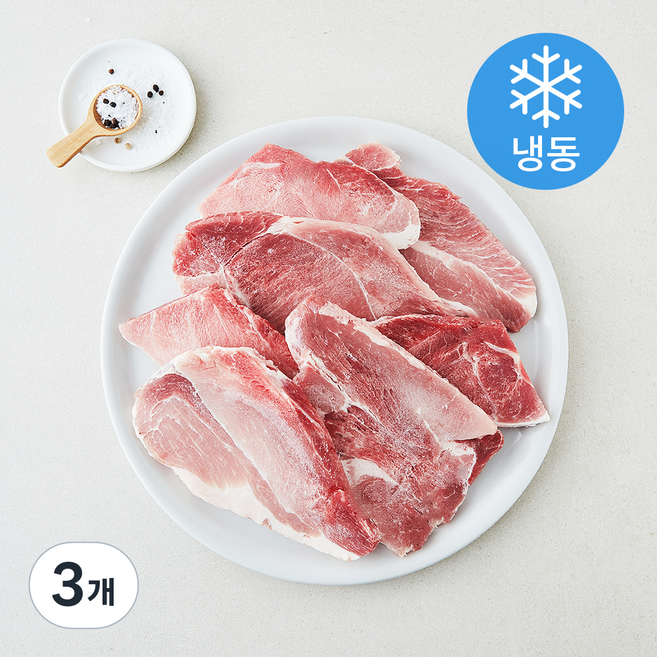 미트엔조이 수입산 돼지 앞다리 13mm 구이용 (냉동), 3개, 1kg