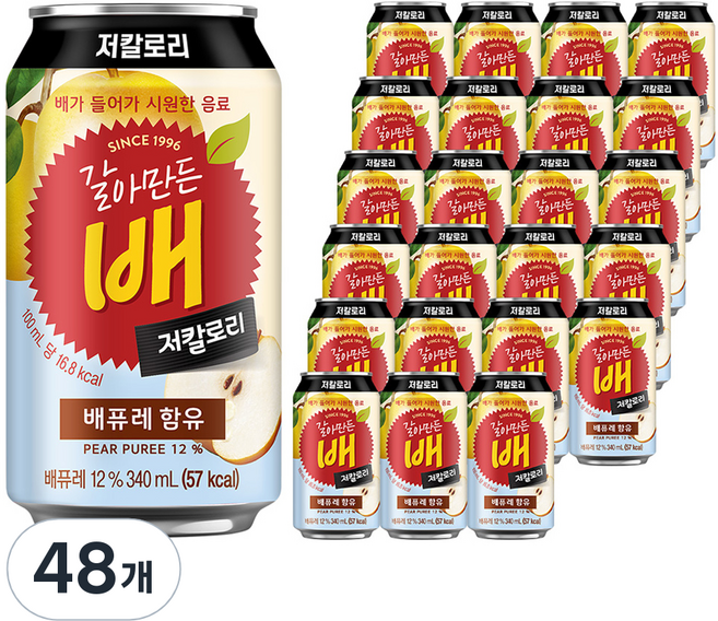 갈아만든배 저칼로리 배주스, 340ml, 48개