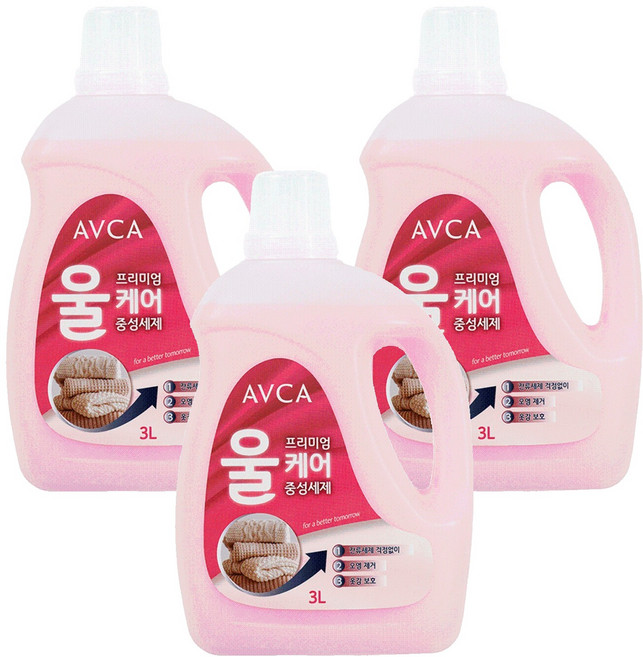 아브카 프리미엄 울케어 중성세제 본품, 3개, 3L