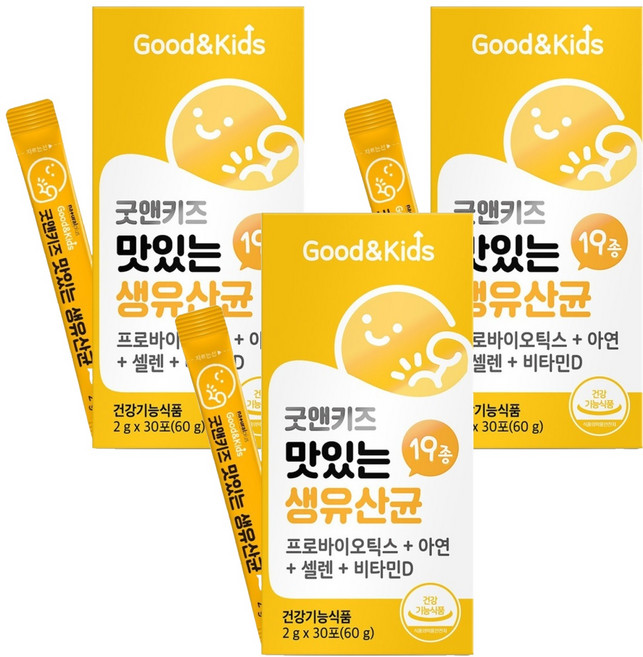 굿앤키즈 맛있는 생유산균 30포, 60g, 3개