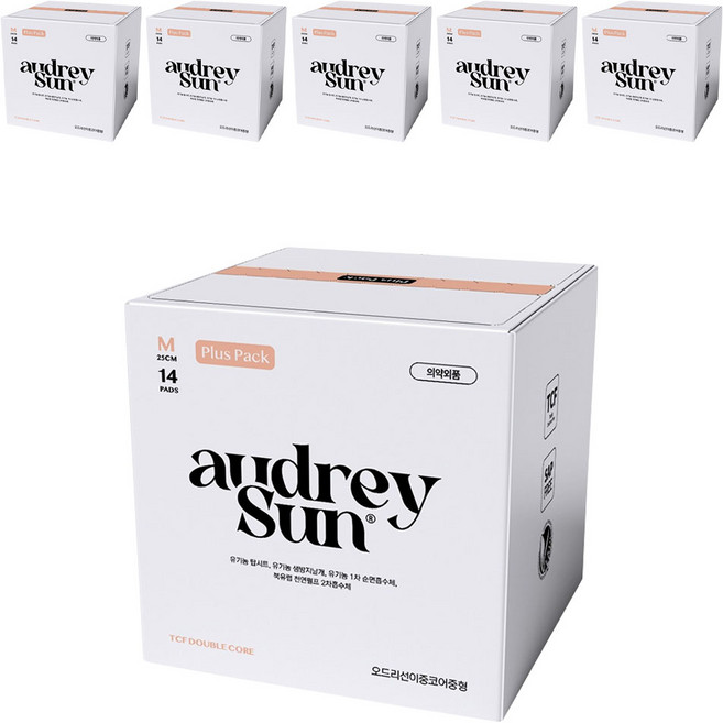 오드리선 TCF 더블코어 생리대 날개형, 중형, 14개입, 6개